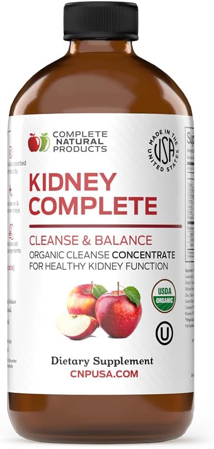 Complete Natural Kidney Complete - Liquid Dietary Supplement for Kidney Support Cleanse and Detox with Apple Cider Vinegar Lemon Organic Chanca Piedra Beet Citric Acid Vitamin C &amp More - 1