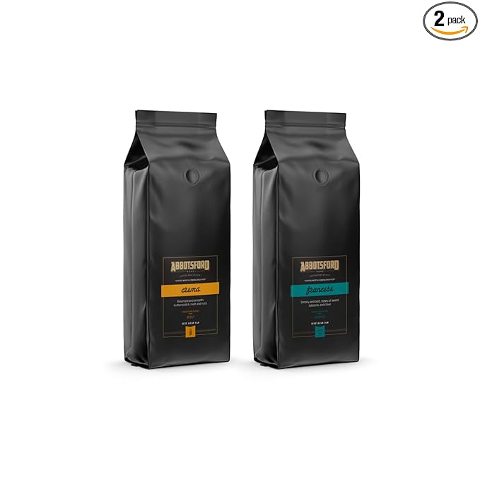 Abbotsford Road - Specialty Coffee Variety Pack Espresso Gourmet Roasted Coffee Beans Ideal for Cold Brew Drip Aeropress Pour Over or Percolator Includes Two 12oz Bags (Crema | Francese Whole B