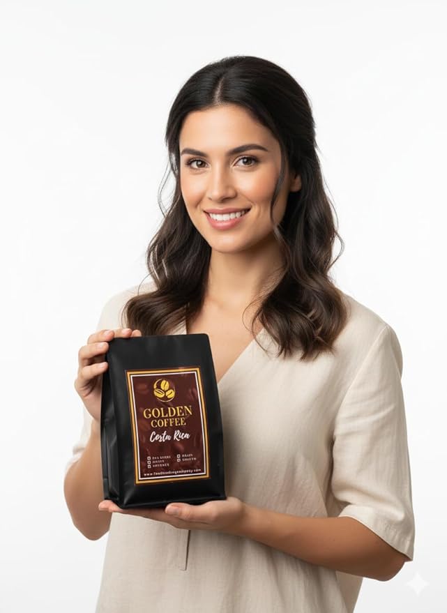 Golden Coffee Costa Rica Pea Berry100% Arabica Coffee with Caramel Cinnamon and Citrus Notes Harvested in Blue Zone Nicoya Costa Rica 12oz (Ground) (Pea Berry)