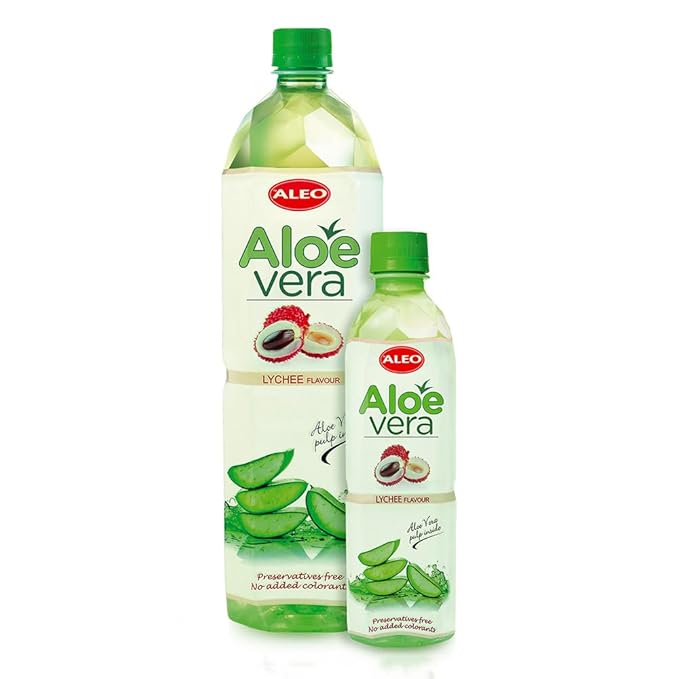 ALEO 0.5L Premium Lychee Aloe Vera Drink - Natural No Preservatives No Artificial Colors Superior Taste Award 2025