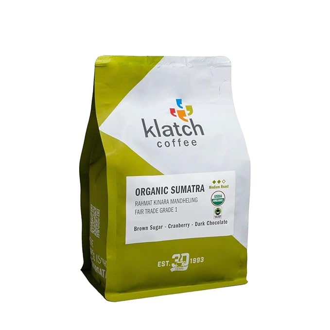 Organic Sumatra Rahmat Kinara Mandheling Fair Trade Grade 1 - Roasted by Klatch Coffee - Freshly Ground Coffee - 2 Pound Bag