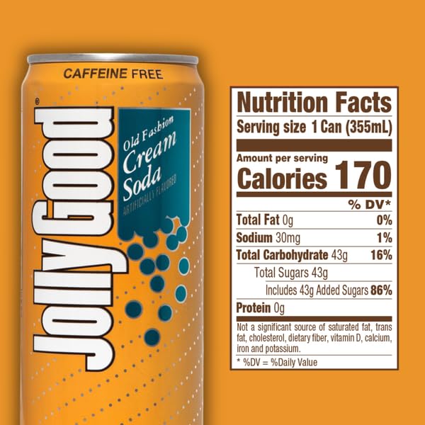 Jolly Good Old Fashion Cream Soda Flavored Soda Pop Drink Caffeine Free Soft Drinks for Adults &amp Kids Craft Soda for Mocktails &amp Cocktails Made in America Vegan 12 Oz Cans 12 Pack