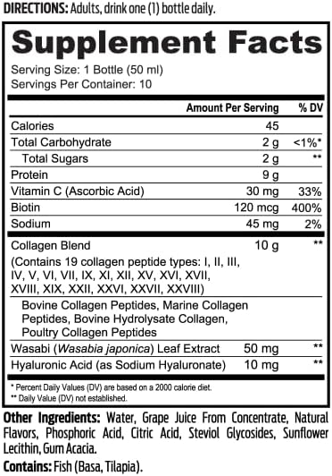 Youngevity Super Collagen Shot™ | 10g Collagen Peptides + Hyaluronic Acid &amp Biotin | Liquid Daily Collagen for Skin Hair Nails &amp Bone Support | Non-GMO &amp Gluten-Free