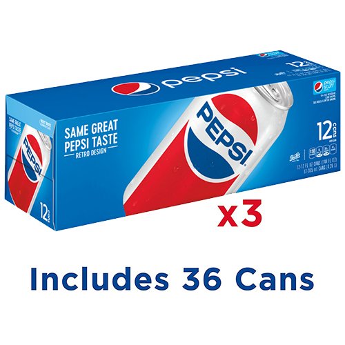 Pepsi Soda Fridge Pack Bundle 12 fl oz 36 Cans (Packaging May Vary)