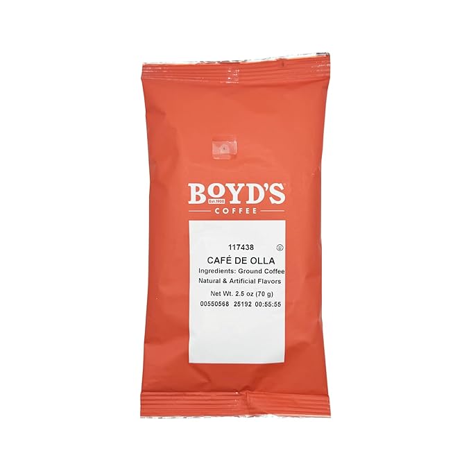 Boyd's Café de Olla Ground Coffee 5/2.5oz Pre-Portioned Packets - 12.5oz Total - Cane Sugar and Cinnamon Spice