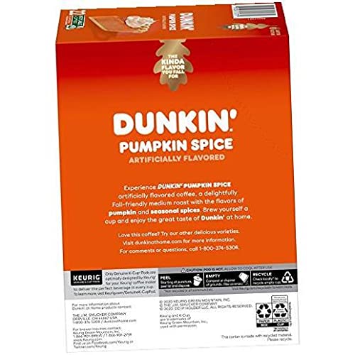 Dunkin' Donuts Coffee Pumpkin Spice Flavored Coffee K Cup Pods for Keurig Coffee Makers 88 Count