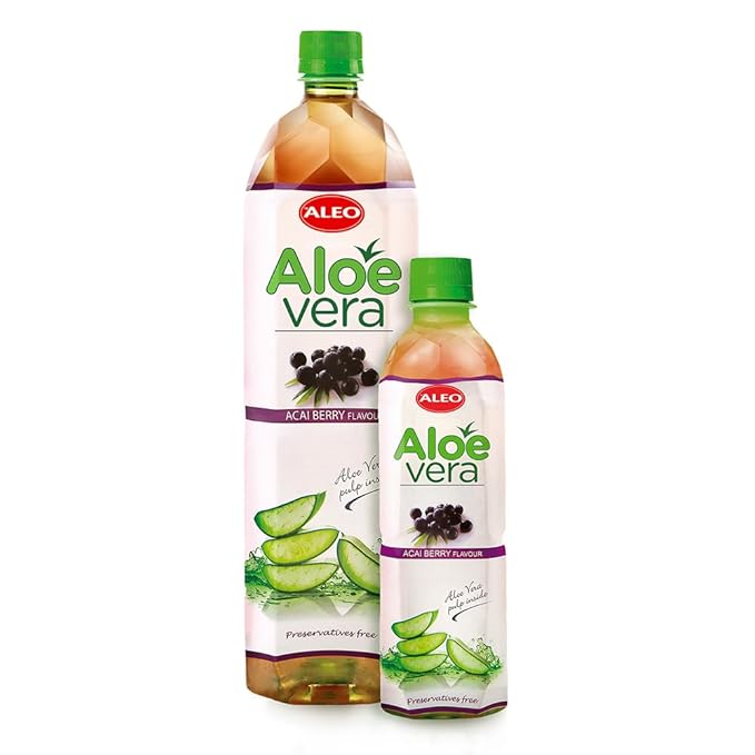 ALEO 0.5L Premium Acai berry Aloe Vera Drink - Natural No Preservatives No Artificial Colors Superior Taste Award 2025