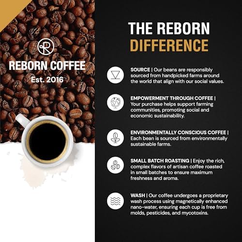 Reborn Coffee Specialty Whole Bean Decaf Coffee Medium Roast 12 Ounce Colombia Condor Tolima Flavor Notes of Berry Caramel Peach and Cinnamon