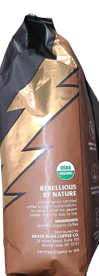 Death Wish Coffee Premium Organic Whole Bean Coffee Medium Roast 30 Ounces