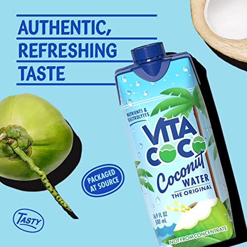 Vita Coco Coconut Water Pure - Naturally Hydrating Electrolyte Drink - Smart Alternative to Coffee Soda and Sports Drinks - Gluten Free - 11.1 Ounce (Fridge Pack of 12)