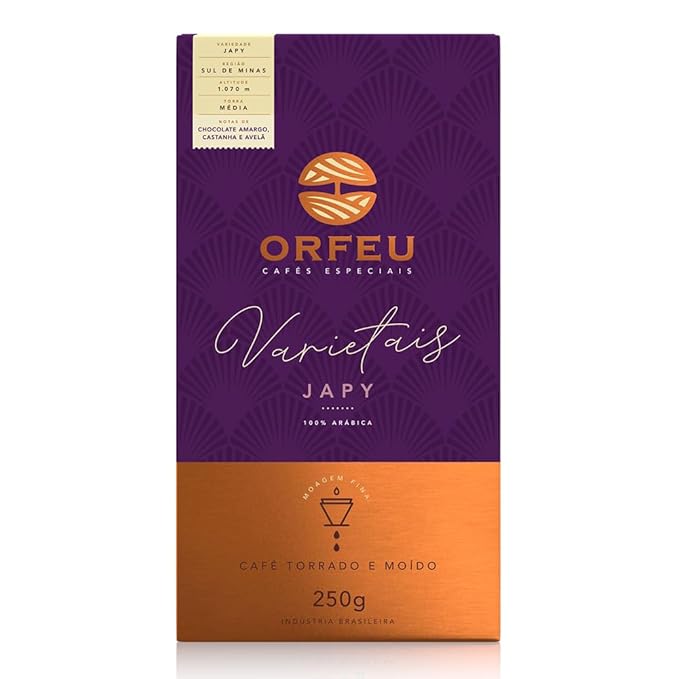 Japy Roasted and Ground Coffee 8.8 oz – Notes of Dark Chocolate Chestnut and Hazelnut – Striking and Long Finish – Café Orfeu
