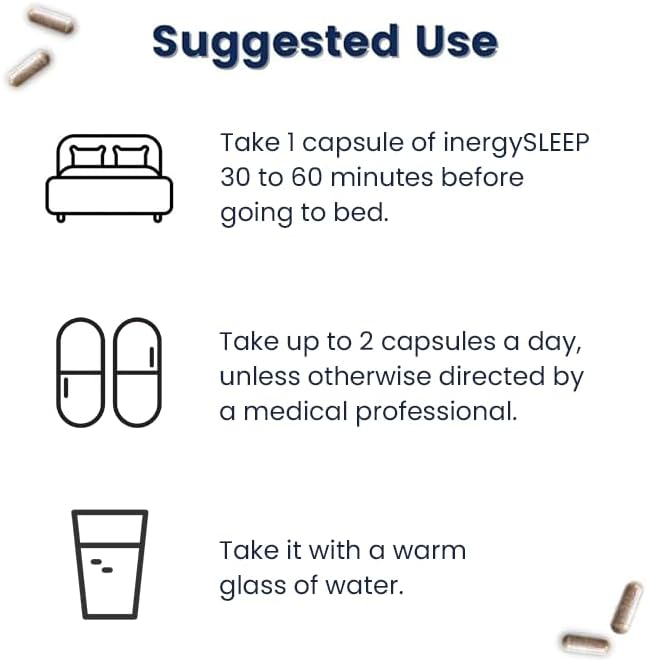 BB Company inergySLEEP | Natural Sleep Supplement &amp Sleep Aid for Deep Sleep Helps to Calm &amp Relax | Magnesium Lemon Balm Black Cohosh GABA Holy Basil | Packaging Vary | 30 Ct