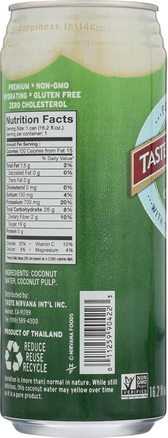 Taste Nirvana Real Coconut Water With Pulp 16.2-Ounce (Pack of 12) ( Value Bulk Multi-pack)