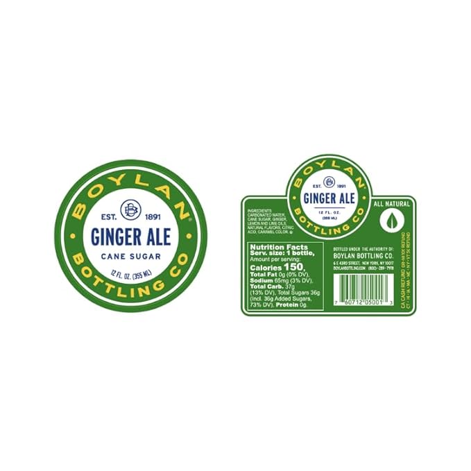Boylan Bottling Craft Cane Sugar Soda - Ginger Ale 12oz Glass Bottle (12 Pack Ginger Ale)