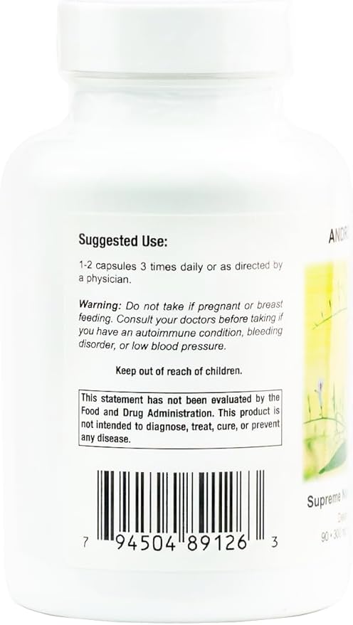 Supreme Nutrition Andrographis 90 Pure Green Chiretta Vegetarian Capsules