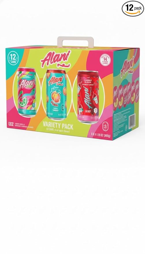 Alani Mini Energy Drinks | Cherry Twist Juicy Peach &amp Cherry Slush | Sugar free Low Calorie Energy Drinks 8.4 Fl Oz Cans (Pack of 12)