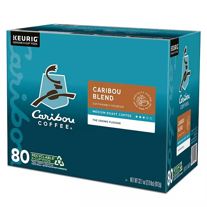 Worldwide Nutrition Bundle Compatible with Caribou Coffee K-Cups Medium Roast – Ground Coffee with Sweet Spicy &amp Berry Notes – 80 Count Single-Serve Pods Caribou Blend Coffee K-Cups with Keychain
