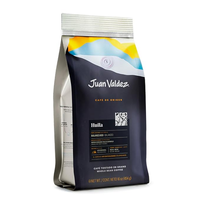 Juan Valdez Huila Whole Bean Coffee | 100% Colombian Coffee | Single Origin with Notes of Ripe Orange &amp Caramel | 16 oz / 454 gr