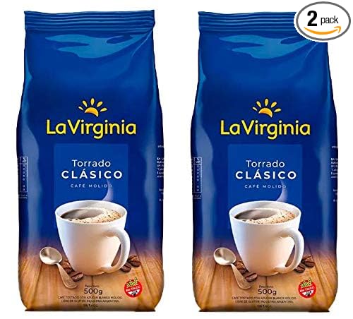 LA VIRGINIA Cafe Torrado Clasico Molido en Bolsa 500 gr. | Roasted Coffee 1.1 lb. - 2 PACK.
