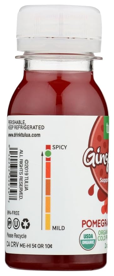 Tulua Ginger Shots - Organic Cold Pressed Ginger and Pomegranate Juice 12-Pack