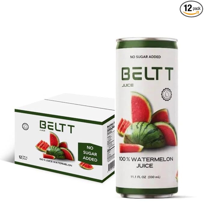 BELTT Watermelon Juice – 100% 11.1oz Fruit Juice Not From Concentrate No Added Sugar No Preservatives No Artificial Colors Refreshing Natural Watermelon Drink Pack of 12