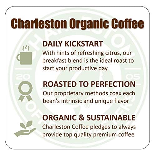 Charleston Coffee Roasters | Specialty Organic Whole Bean Coffee | Hand Picked Premium Slow Roast | (Charleston Organic Medium Roast) 28oz