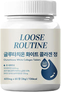 Loose Routine Glutathione White Collagen – Chewable Tablets with Reduced Glutathione &amp 300 Da Fish Collagen | Daily Skin Brightening &amp Hydration Portable &amp Easy to Take
