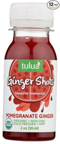 Tulua Ginger Shots - Organic Cold Pressed Ginger and Pomegranate Juice 12-Pack