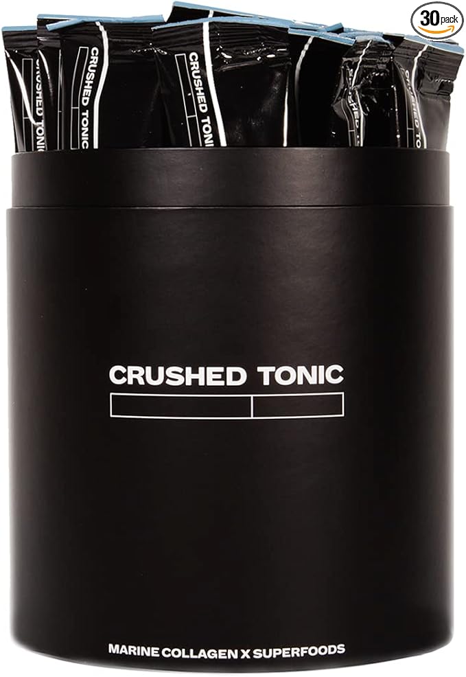 Crushed Tonic Marine Collagen Powder Korean Beauty Drink with Hydrolyzed Collagen Peptides for Skin Hair &amp Nails | Gluten-Free Halal &amp Kosher (Pure Unflavored 30 Servings (150 g) Sticks)