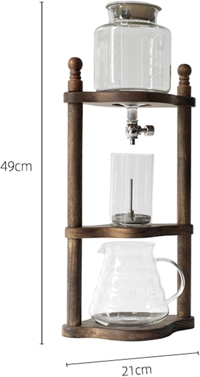Coffee Cold Brew Drip Tower Ice Cold Brew Dripper with Adjustable Drip Speed Stainless Steel Valve 4~6 Servings Capacity and 3-4 Hour Cold Brew Drip 65% less Acidic for Coffee Shop