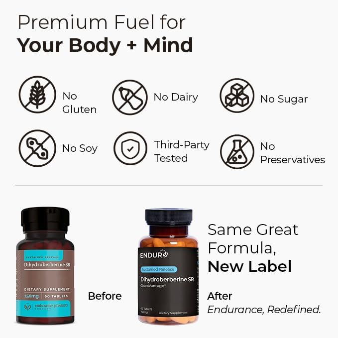 Endur Dihydroberberine SR Helps Support Blood Sugar Health Metabolism &amp A Healthy Weight Gluten Free 150mg (180 Tablets)