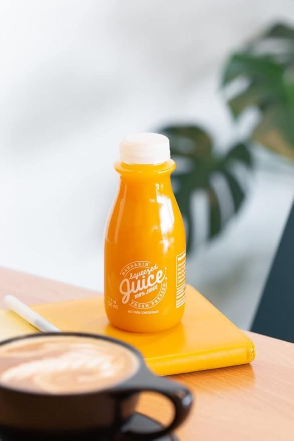Squeezed Juice 100% Mandarin Juice 11 FL OZ 6 Pack Bottles | HPP Pasteurized | Not from Concentrate | Fresh Pressed | California Fruit Juice