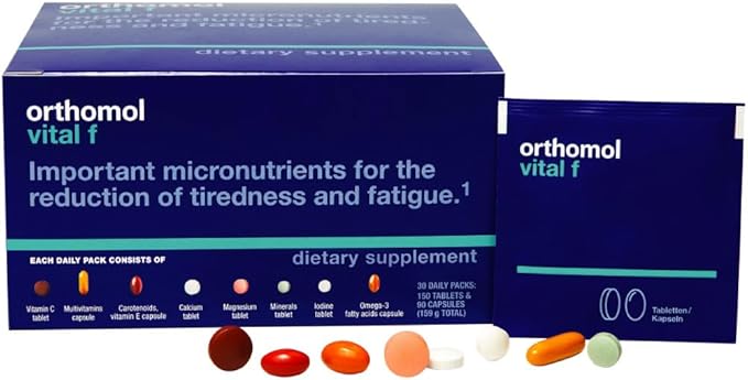 Orthomol Vital F Women's Multivitamin Tablets – 30-Day Supply for Enhanced Vitality Energy and Reduced Fatigue with Vitamins A B C D E K Calcium Iodine &amp Omega-3