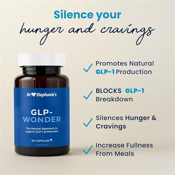 Dr. Stephanie's GLP-Wonder Natural GLP-1 Boosting Supplement - Control Hunger &amp Appetite Fight Cravings - Side-Effect Free Support (Pack of 2)