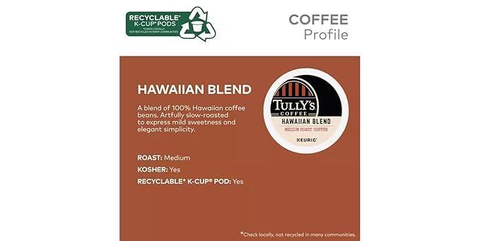 Tully's Coffee Hawaiian Blend 24 K-Cups (pack of 3)