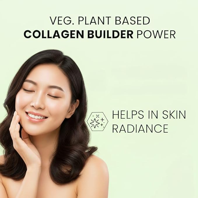 Collagen Builder Veg Plant Based Powder for Women and Men for Skin Glow with Hyaluronic Acid Glutathione Vitamin Extracts Pro Collagen Super Food 250 gram Strawberry Flavour No Added Sugar