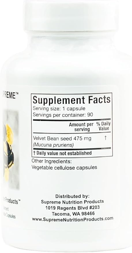 Supreme Nutrition Mucuna Supreme 90 Pure Velvet Bean Seed Vegetarian Capsules (Pack of 2)