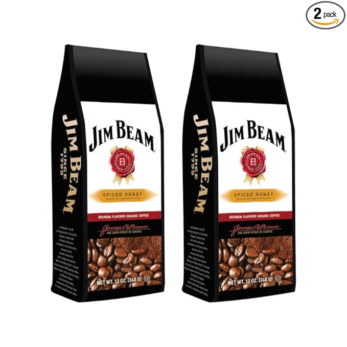 Spiced Honey Bourbon Inspired Ground Coffee 2-Pack (2 x 12oz Bags) – Smooth Medium Roast with Golden Honey and Warm Spice Notes