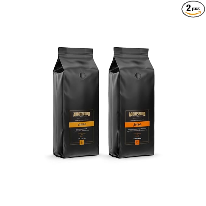 Abbotsford Road - Specialty Coffee Variety Pack Espresso Gourmet Roasted Coffee Beans Ideal for Cold Brew Drip Aeropress Pour Over or Percolator Includes Two 12oz Bags (Crema | Forza Whole Bean