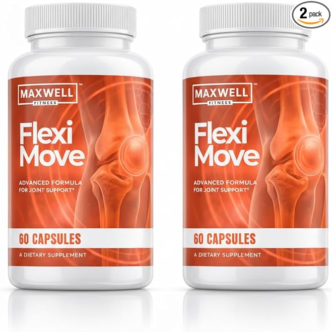 Flexi Move Capsules - Official Advanced Supplement Support Pills - Maximum Strength All Natural Vitamins for Overall Health &amp Wellness 60 Capsules for 1 Month