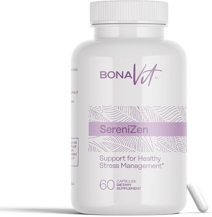 Natural Anti-Stress Dietary Supplement - 60 Capsules - GABA 550 mg and L-Theanine Suntheanine 200 mg - No Stimulants or Additives - Vegan and Non-GMO SereniZen