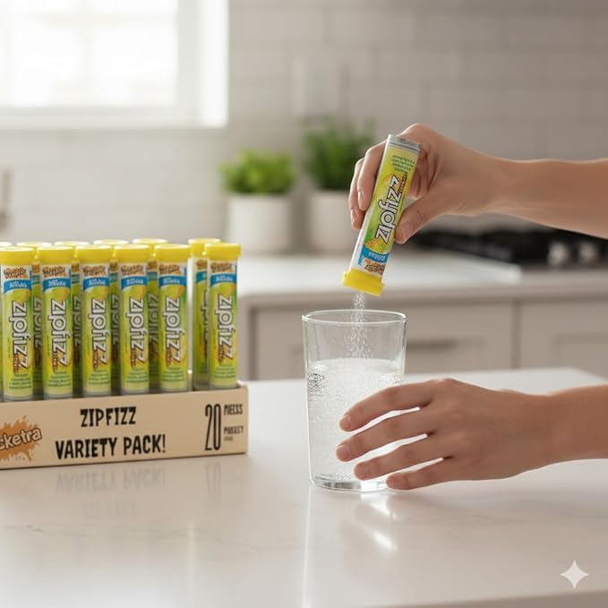 Zipfiz Energy Multi-Vitamin Hydration Drink Mix Citrus Flavor B-12 Energy Boost Electrolyte Hydration Low Calorie 20 Tubes
