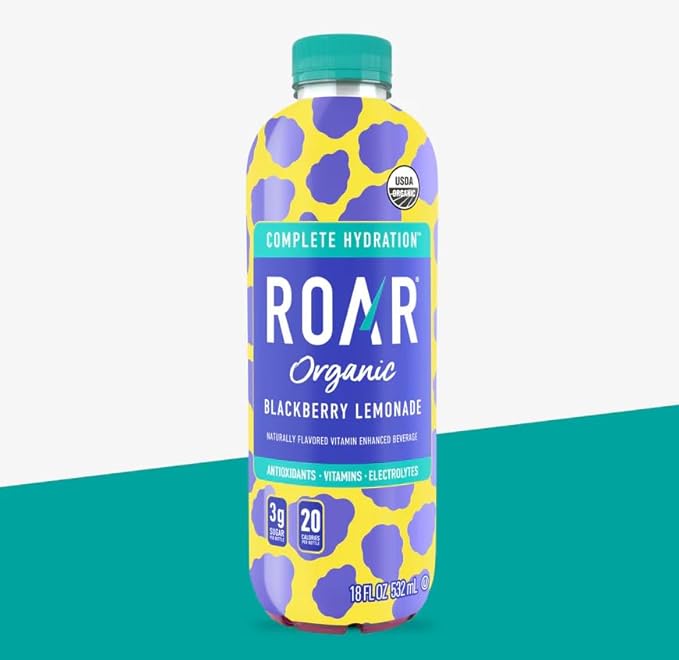Roar Organic Beverages Variety Pack 10-Pack (18oz Bottles) – Strawberry Lemonade Dragon Fruit Punch Mango Clementine Blackberry Lemonade &amp Georgia Peach – Refreshing Organic Drink