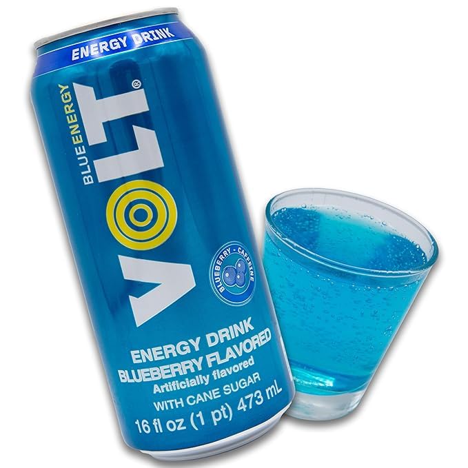 VOLT Energy Drink Mixed Pack – 16 fl. oz. (6-Pack) – 4 Cans of Guarana Yellow &amp 2 Cans of Blueberry Blue