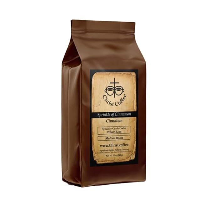 Christ Coffee Sprinkle of Cinnamon Whole Bean | Smooth and Creamy Flavor Perfect for Daily Brew | Freshly Roasted Rich Aroma Cinnabun 16 oz Bag