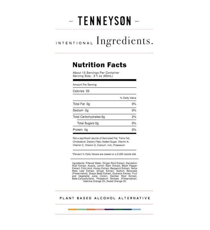 Tenneyson Non-Alcoholic Aperitif - Black Ginger - Alcohol Free Spirit - Cocktail Mixer - Low Sugar - Low Calorie - No Caffeine - Gluten-Free - No Artificial Flavors (750mL)