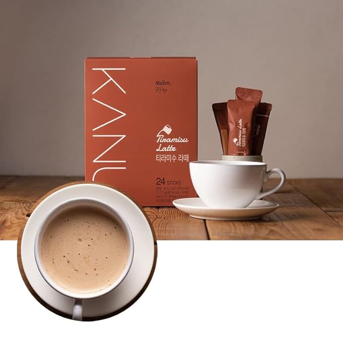 Dongsuh Maxim Kanu Tiramisu Latte Coffee 24 Sticks (Pack of 2 Total 48 Sticks)