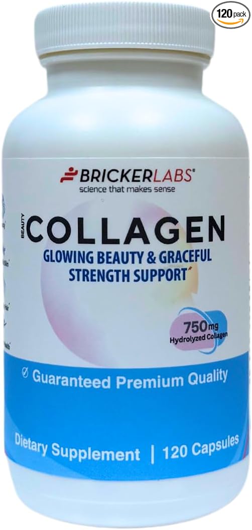 Bricker Labs Collagen for Men &amp Women - Type I III Hydrolized Collagen Supplement 750mg 1 Collagen Capsule Daily - 120 Servings