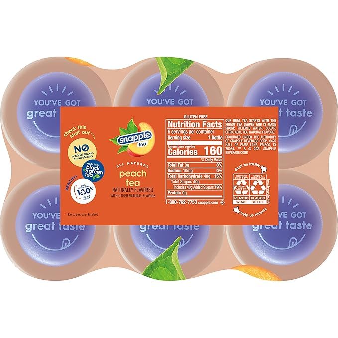 Peach Ice Tea 16 fl oz recycled plastic bottle Pack of 17
