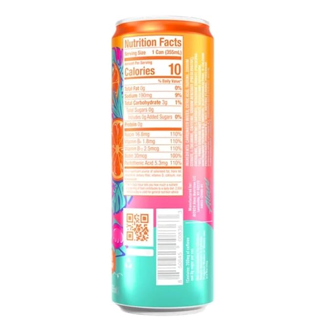 Energy Drink ORANGE | (Pack Of 15) | Sugar Free Low Calorie Energy Drinks | 200mg Caffeine | Zero Sugar | 10 Calories | 12 Fl Oz Cans